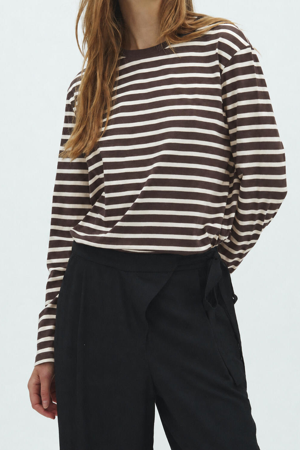 Suvi-M langærmet bluse - Java Sugar Stripe